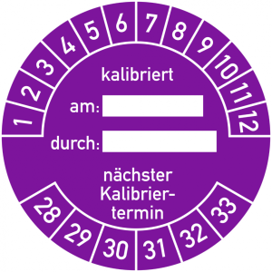 Dreifke&reg; Pr&uuml;fplakette kalibriert am: durch: n&auml;chster...2028-2033, Folie, &Oslash; 40...