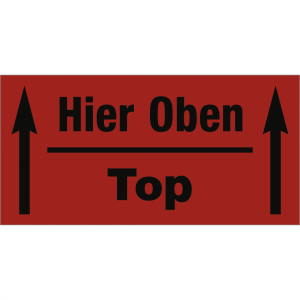 Aufkleber Hier Oben - Top, Papier, 140x70 mm, 1000 St&uuml;ck/Rolle