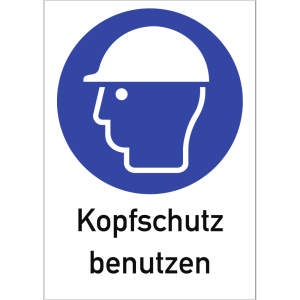 Dreifke&reg; Kunststoff-Schild "Kopfschutz benutzen", 21x29,7cm (BxH), 1 St&uuml;ck, G...