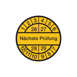 Dreifke&reg; Aufkleber Pr&uuml;fplakette, N&auml;chste Pr&uuml;fung, schwarz/gelb, Dokumentenfol...