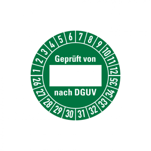 Dreifke&reg; Aufkleber Pr&uuml;fplakette, Gepr&uuml;ft von (Freifeld) nach DGUV, gr&uuml;n/wei&szlig;,...