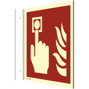 Dreifke&reg; Fahnenschild Brandmelder ISO 7010, Kunststoff, nachleucht., 160-mcd,...