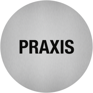 Dreifke&reg; Aufkleber - Piktogramm Praxis, Edelstahl, selbstklebend, &Oslash; 50 mm