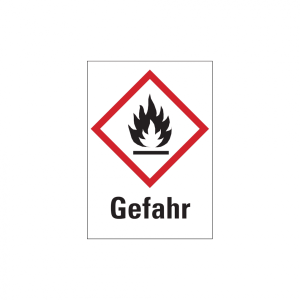 Dreifke&reg; Gefahrstoffetiketten - Flamme (GHS02) &amp; Signalwort "Gefahr", Folie s...