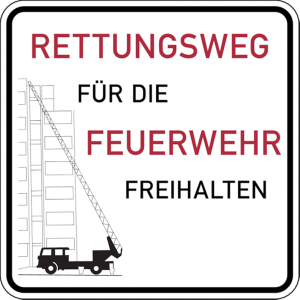 Hinweisschild Feuerwehrzufahrt, Rettungsweg - 500x500x2 mm Aluminium 2 mm, RA1