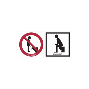 Dreifke&reg; WC-Schild, Falsch - Richtig, 70 x 140 mm, Folie selbstklebend 1 Stk.