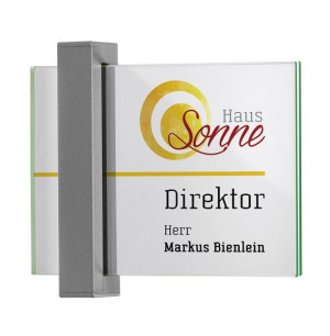 TORINO T&uuml;rschild | DIN A6 quer | Aluminium titangrau | Echtglas | T&uuml;rschild B...