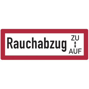 Dreifke&reg; Aufkleber Feuerwehrschild, Rauchabzug ZU/AUF - DIN 4066 | 210x74 mm,...