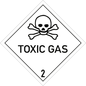 Gefahrzettel Klasse 2.3 Text TOXIC GAS, Papier, 100x100 mm, 1000 St&uuml;ck/Rolle
