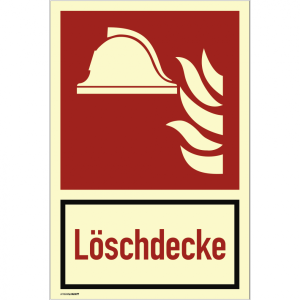 Dreifke&reg; L&ouml;schdecke ISO 7010, Kombischild, Kunststoff, nachleucht., 160-mcd, ...