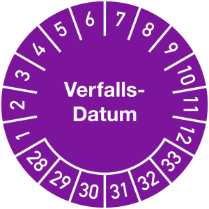 Dreifke&reg; Pr&uuml;fplakette Verfalls-Datum 2028-2033, Dokumentenfolie, &Oslash; 25 mm, 10 ...