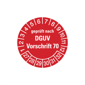 Dreifke&reg; Aufkleber Pr&uuml;fplakette, gepr&uuml;ft nach DGUV Vorschrift 70, rot/wei&szlig;, F...