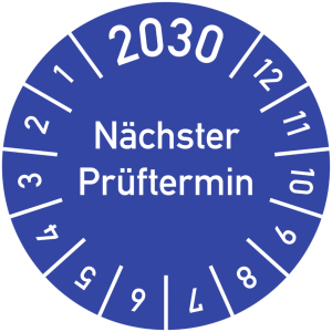 Dreifke&reg; Pr&uuml;fplakette 2030 N&auml;chster Pr&uuml;ftermin, Dokumentenfolie, &Oslash; 30 mm, 10 ...
