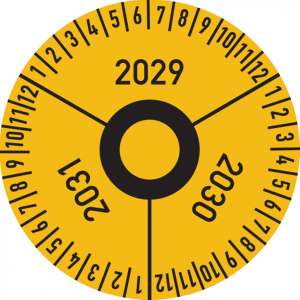 Dreifke&reg; Drei-Jahres-Pr&uuml;fplakette, Jahresfarben, Folie, &Oslash; 30 mm - 30 mm Folie...