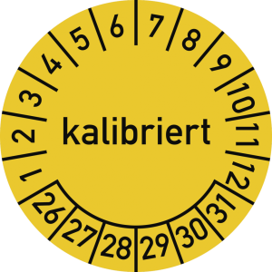 Dreifke&reg; Pr&uuml;fplakette kalibriert 2026 - 2031, Folie, &Oslash; 15 mm, 10 St&uuml;ck/Bogen