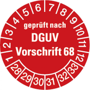 Dreifke&reg; Pr&uuml;fplakette gepr&uuml;ft nach DGUV Vorschrift 68 ab 2028 ro - 30 mm Foli...