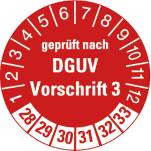 Dreifke&reg; Pr&uuml;fplakette, gepr&uuml;ft nach DGUV Vorschrift 3, - 30 mm Dokumentenfoli...