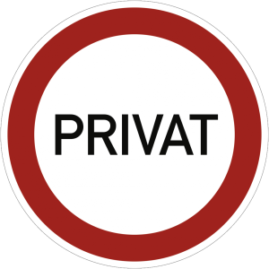 Dreifke&reg; PRIVAT, Textschild, Alu, &Oslash; 400 mm