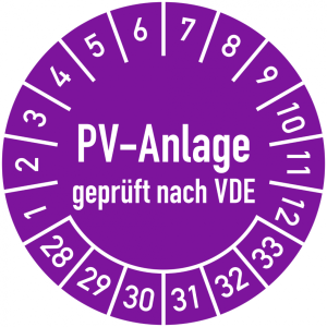 Dreifke&reg; Pr&uuml;fplakette PV-Anlage gepr&uuml;ft nach VDE, 2028-2033, Folie, &Oslash; 30 mm, ...