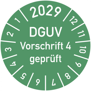 Dreifke&reg; Pr&uuml;fplakette 2029 DGUV Vorschrift 4 gepr&uuml;ft, Dokumentenfolie, &Oslash; 15 m...