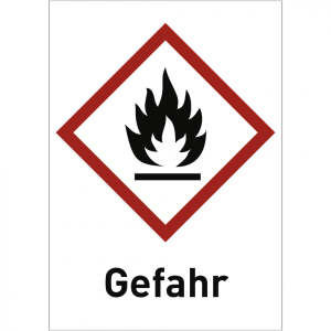 Dreifke&reg; Aufkleber Entz&uuml;ndbar (GHS 02) Gefahr, Folie, 37x52 mm, 500 St&uuml;ck/Rolle