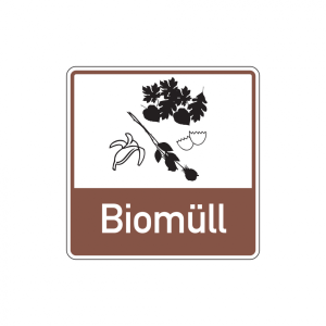 Dreifke&reg; Aufkleber Abfallkennzeichen, Biom&uuml;ll, Braun, 100 x 100 mm, Folie sel...
