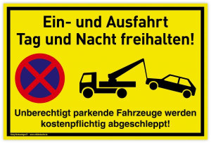 Schild Ein- und Ausfahrt | PVC 30 x 20 cm | Tag und Nacht freihalten Unberech...