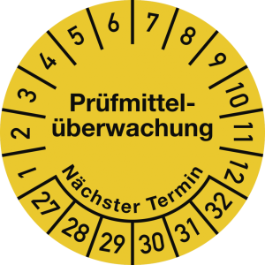 Dreifke&reg; Pr&uuml;fplakette Pr&uuml;fmittel&uuml;berwachung 2027-2032,Dokumentenfolie,&Oslash; 30 mm...