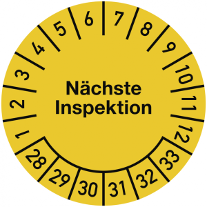 Dreifke&reg; Pr&uuml;fplakette N&auml;chste Inspektion 2028-2033, Dokumentenfolie, &Oslash; 30 mm,...