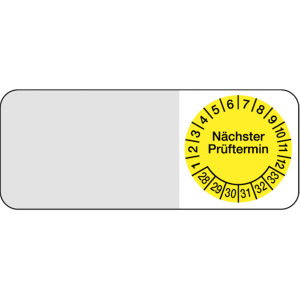 Dreifke&reg; Kabelpr&uuml;fplakette n&auml;chster Pr&uuml;ftermin ab 28 gelb/sch - 50x20 mm Foli...