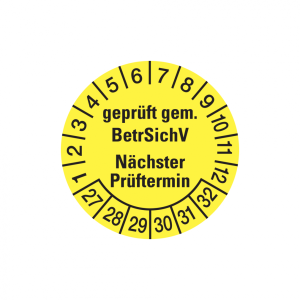 Dreifke&reg; Aufkleber Pr&uuml;fplakette, BetrSichV N&auml;chster Pr&uuml;ftermin, gelb/schwarz,...