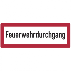 Dreifke&reg; Feuerwehrschild, Feuerwehrdurchgang - DIN 4066 | Alu 2 mm | 594x210 ...
