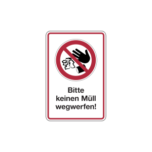 Dreifke&reg; Verbotsschild, Bitte keinen M&uuml;ll wegwerfen!, 300 x 200 mm, Aluverbun...