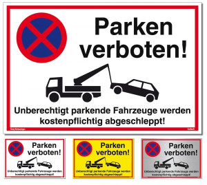 Dreifke&reg; Schild Parken verboten | stabiles Alu-Schild mit UV-Schutz 420x300mm weiß PVC