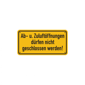 Dreifke&reg; Hinweisschild, Ab- u. Zuluft&ouml;ffnung, 100x200mm, Alu gepr&auml;gt, Alu gep...