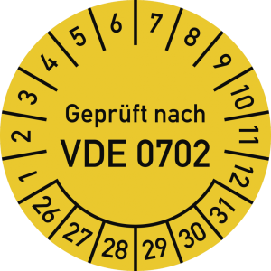 Dreifke&reg; Pr&uuml;fplakette Gepr&uuml;ft nach VDE 0702, 2026-2031, Dokumentenf., &Oslash; 30mm,...