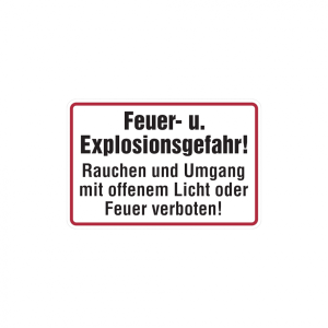 Dreifke&reg; Hinweisschild, Feuer- u. Explosionsgefahr!, 200 x 300 mm, Aluminium ...