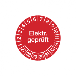 Dreifke&reg; Aufkleber Pr&uuml;fplakette, Elektr. gepr&uuml;ft, rot/wei&szlig;, &Oslash; 30 mm, Folie - ...
