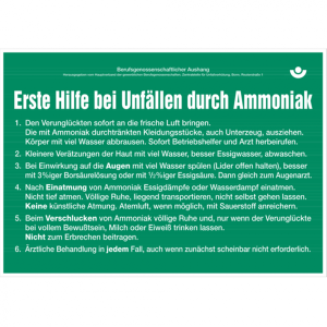 Dreifke&reg; Aushang, Erste Hilfe bei Unf&auml;llen durch Ammoniak, Aluminium, 300 x 4...
