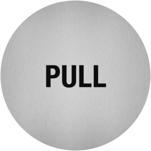 Dreifke&reg; Aufkleber - Piktogramm Pull, Edelstahl, selbstklebend, &Oslash; 50 mm