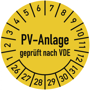 Dreifke&reg; Pr&uuml;fplakette PV-Anlage gepr&uuml;ft nach VDE, 2026-2031, Folie, &Oslash; 30 mm, ...