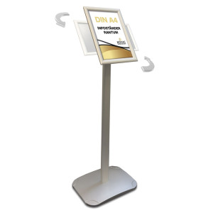 Dreifke&reg; Infost&auml;nder Rantum A4 silber | drehbar im Hoch &ndash; und Querformat | Al...