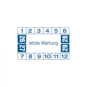 Dreifke&reg; Aufkleber Pr&uuml;fplakette, letzte Wartung, blau/wei&szlig;, Folie, 25x40 mm -...