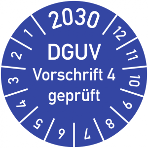 Dreifke&reg; Pr&uuml;fplakette 2030 DGUV Vorschrift 4 gepr&uuml;ft, Dokumentenfolie, &Oslash; 30 m...