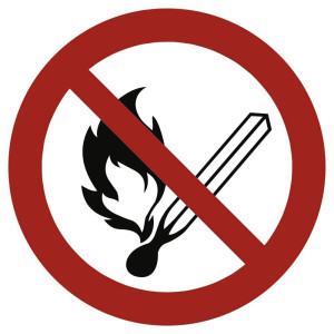 Dreifke&reg; Aufkleber (Folie) "Keine offene Flamme; Feuer, offene Z&uuml;ndquelle und...