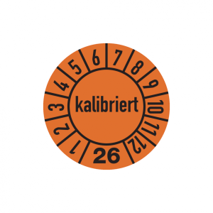 Dreifke&reg; Aufkleber Jahrespr&uuml;fplakette, kalibriert, orange/schwarz, Folie, &Oslash; 1...
