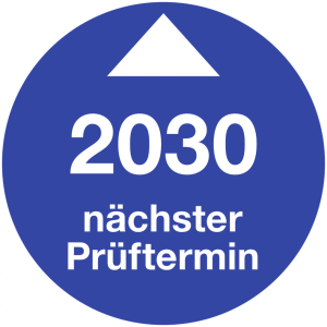 Dreifke&reg; Pr&uuml;fplakette N&auml;chster Pr&uuml;ftermin 2030, Folie, &Oslash; 30 mm, 10 St&uuml;ck