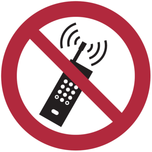Dreifke&reg; Aufkleber (Folie) "Eingeschaltete Mobiltelefone verboten", &Oslash;20cm, Fo...