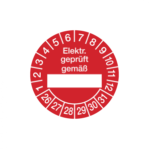 Dreifke&reg; Aufkleber Pr&uuml;fplakette, Elektr. gepr&uuml;ft gem&auml;&szlig; (Freifeld), rot/wei&szlig;, ...
