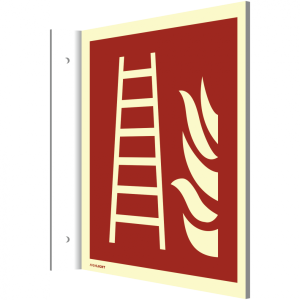 Dreifke&reg; Fahnenschild Feuerleiter ISO 7010, Kunststoff, nachleucht., 160-mcd,...